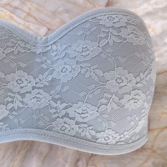 Victoria Secret Pink Very Sexy XS Grey Bra Top Strapless Bralette Lace Mesh - Picture 4 of 8